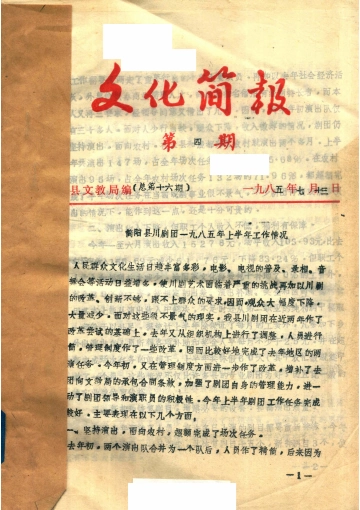《简阳文教局文化简报  1985-1991》封面