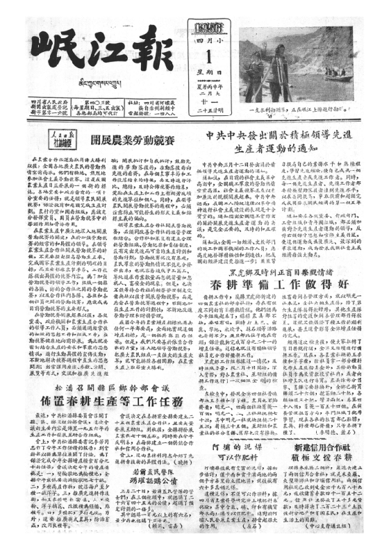 岷江报1956年4月合订本