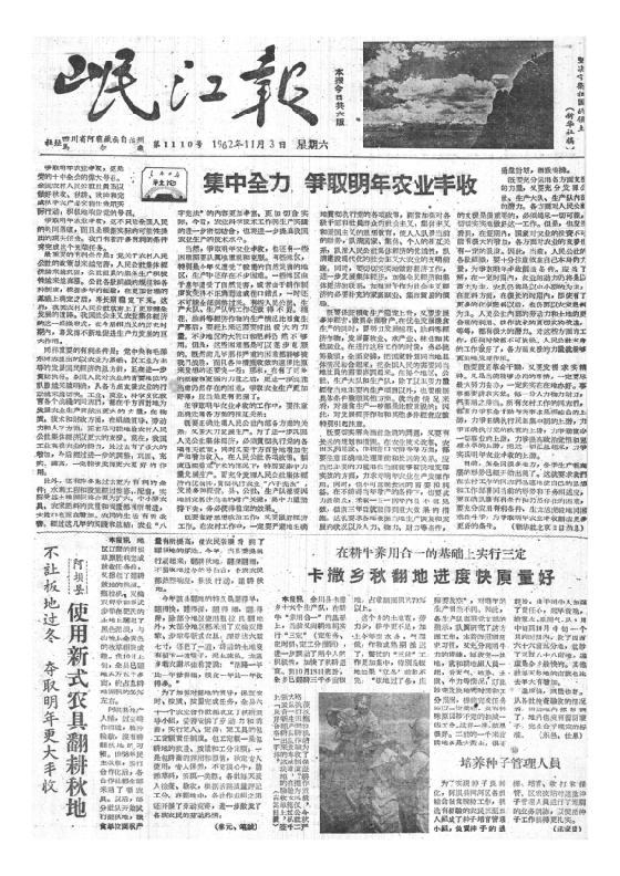 岷江报1962年11月合订本